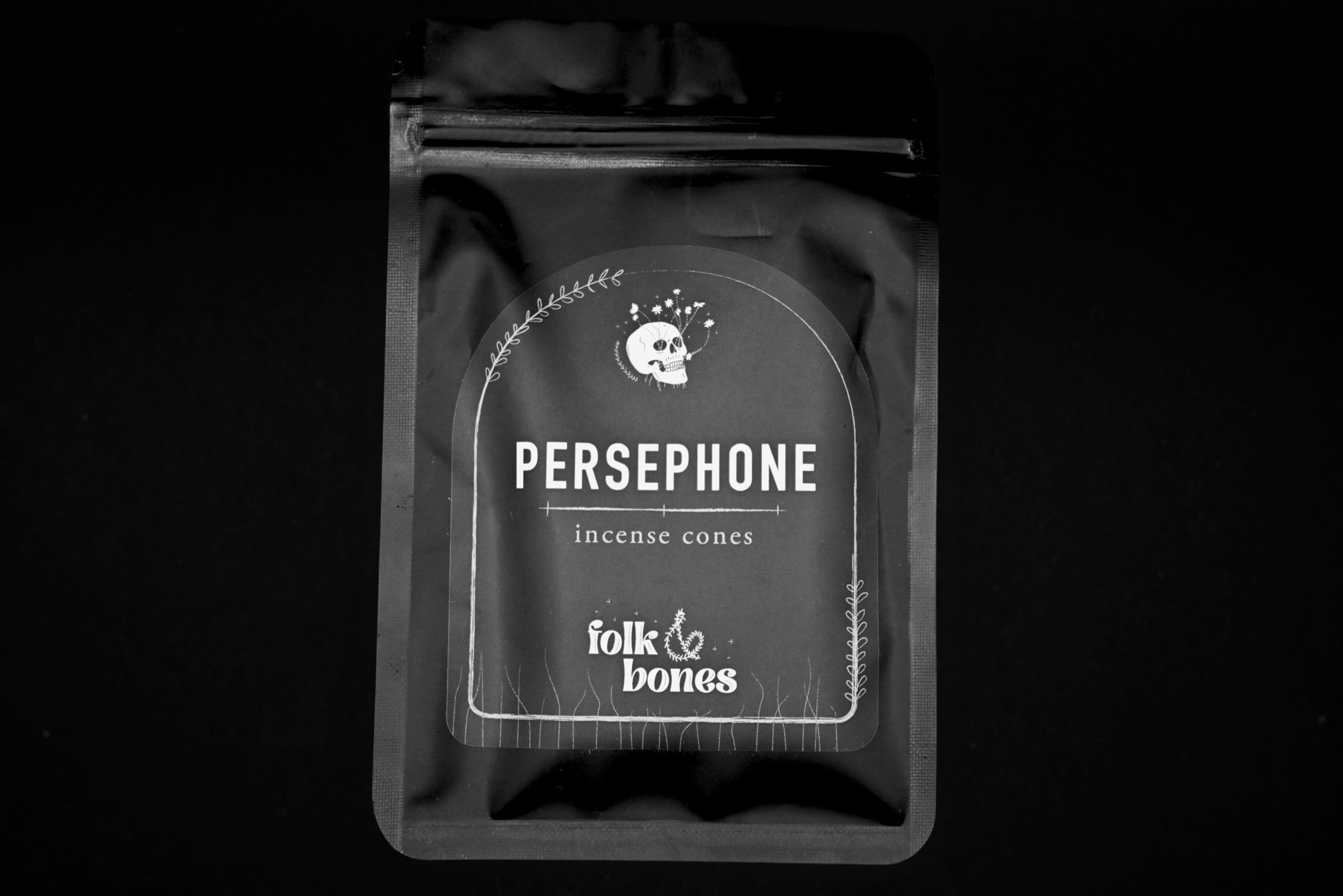 Folk and Bones Persephone incense cones arranged in a box, featuring natural packaging and earthy design elements.